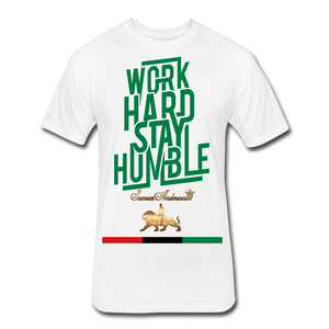 Work Hard Stay Humble Fitted Cotton/Poly T-Shirt - white