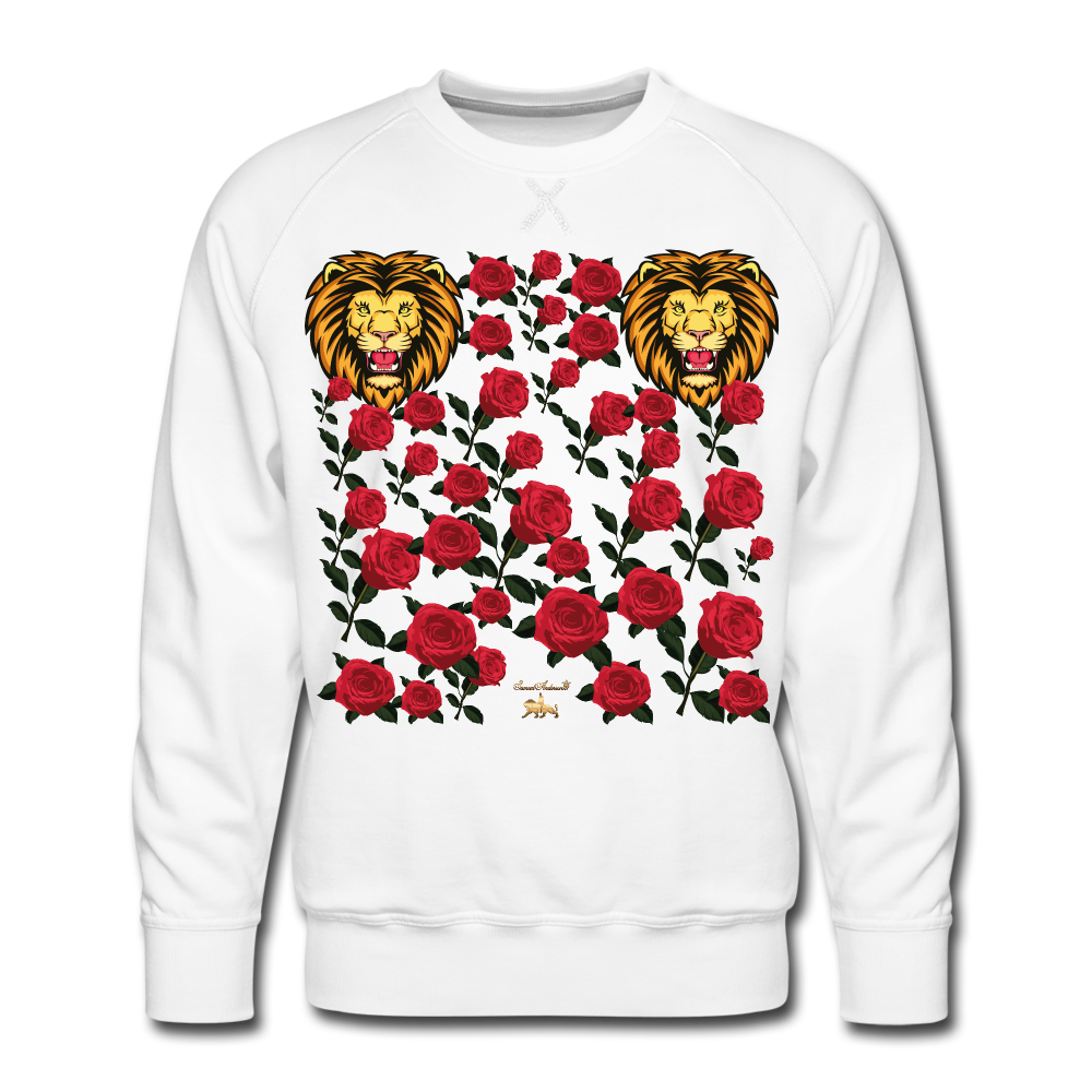 Lion with Roses Premium Sweatshirt - white