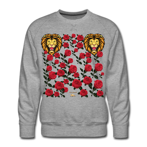 Lion with Roses Premium Sweatshirt - heather gray