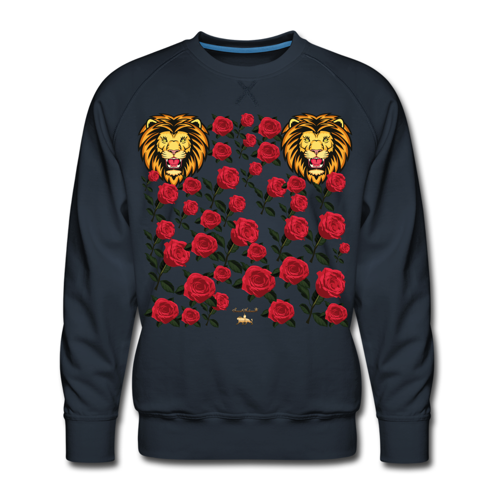 Lion with Roses Premium Sweatshirt - navy