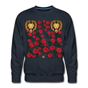 Lion with Roses Premium Sweatshirt - navy