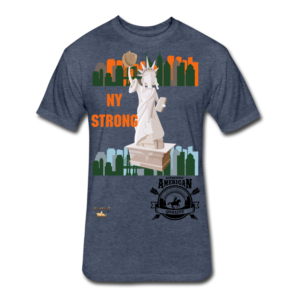 N.Y Strong Fitted Cotton/Poly T-Shirt - heather navy