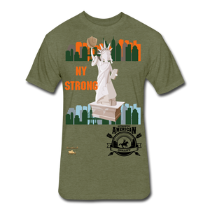 N.Y Strong Fitted Cotton/Poly T-Shirt - heather military green