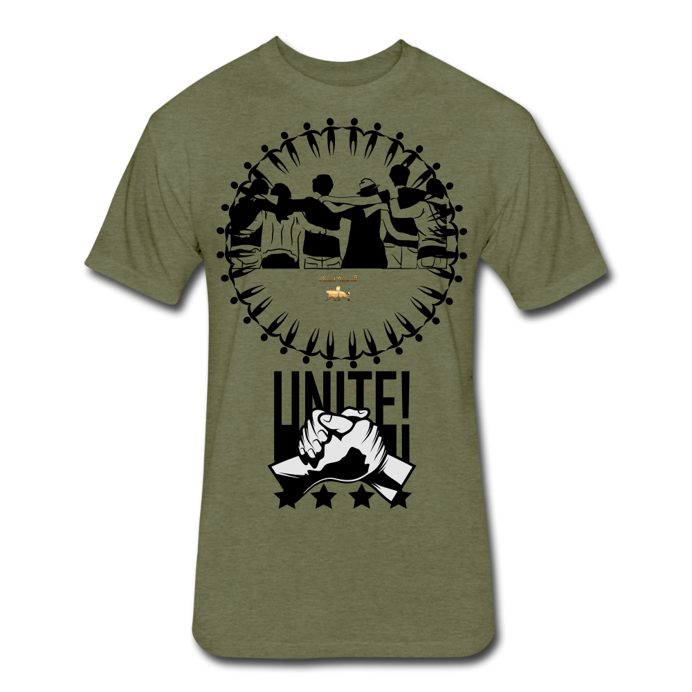 Unite As One People Fitted Cotton/Poly T-Shirt by Next Level - heather military green