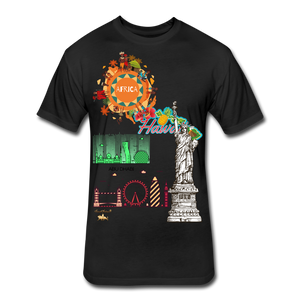 Classic Collections of Countries, Cities and Continent Fitted Cotton/Poly T-Shirt - black
