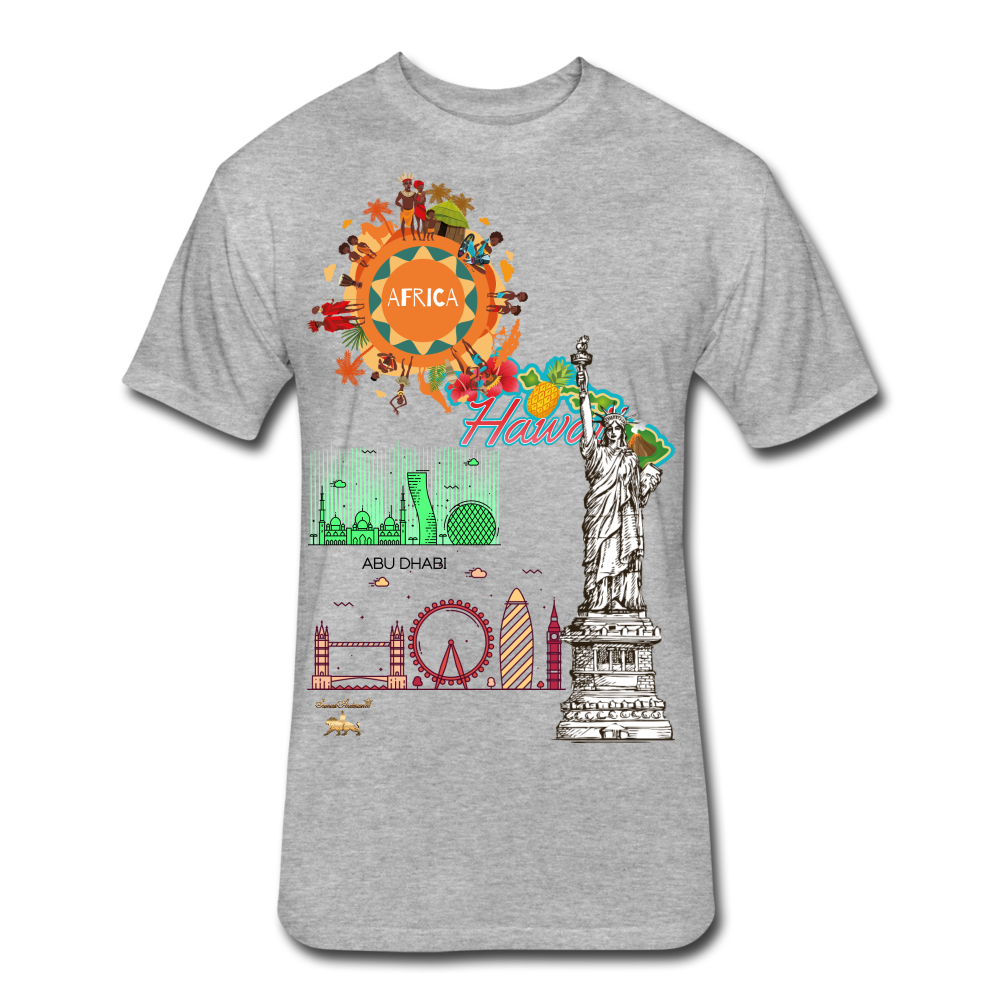 Classic Collections of Countries, Cities and Continent Fitted Cotton/Poly T-Shirt - heather gray