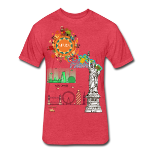 Classic Collections of Countries, Cities and Continent Fitted Cotton/Poly T-Shirt - heather red