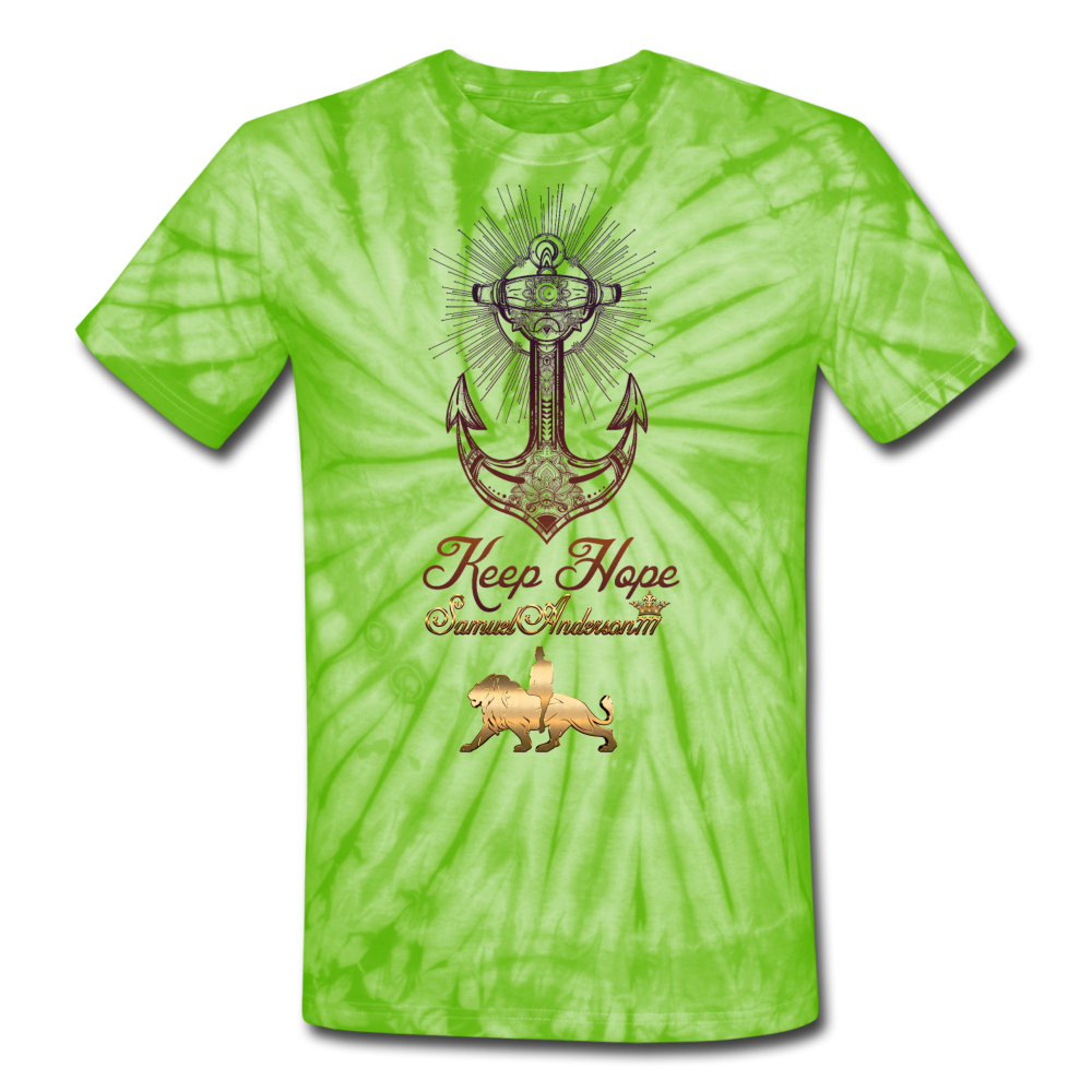 Keep Hope Unisex Tie Dye T-Shirt - spider lime green