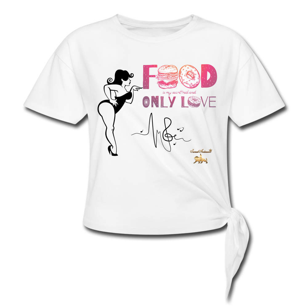 Food is Love Women's Knotted T-Shirt - white