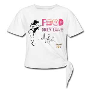 Food is Love Women's Knotted T-Shirt - white