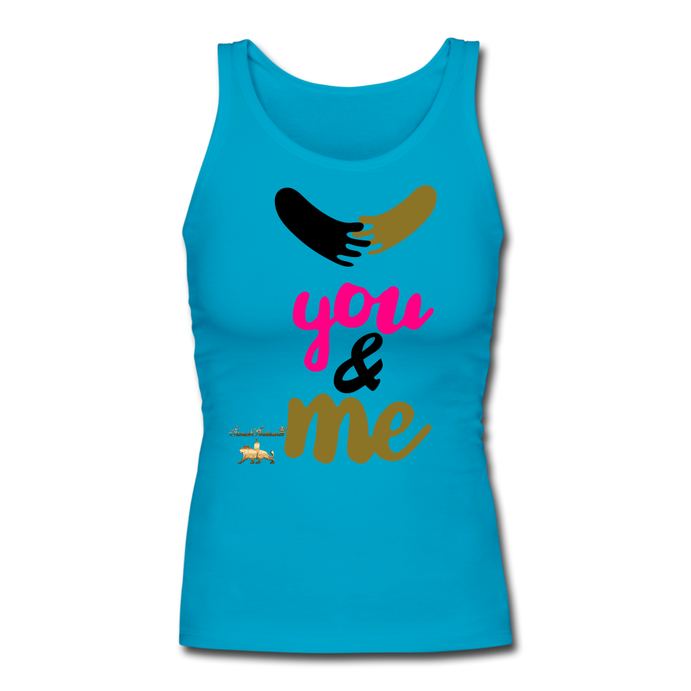 You & Me Women's Longer Length Fitted Tank - turquoise