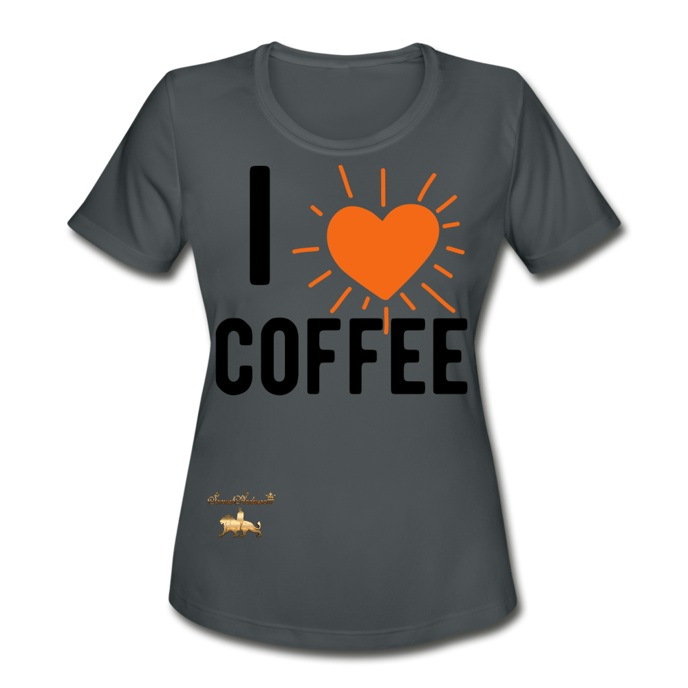 I Love Coffee Women's Moisture Wicking Performance T-Shirt - charcoal