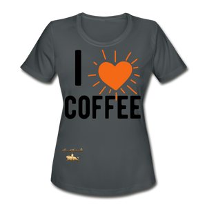 I Love Coffee Women's Moisture Wicking Performance T-Shirt - charcoal