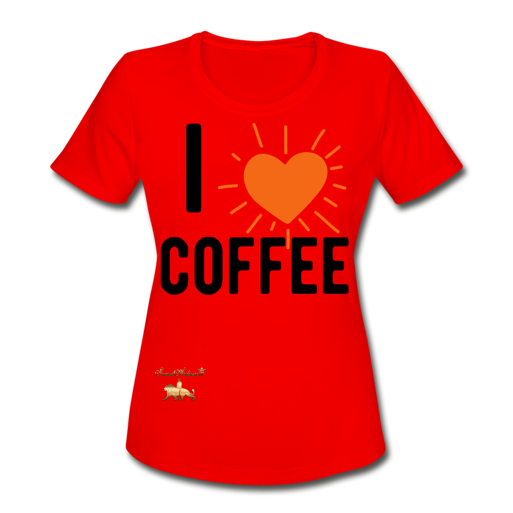 I Love Coffee Women's Moisture Wicking Performance T-Shirt - red