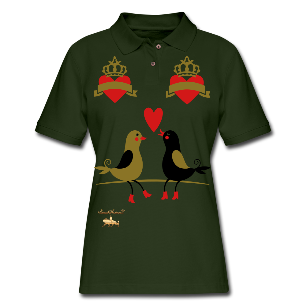 Love Whispers Women's Pique Polo Shirt - forest green