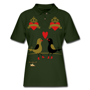 Love Whispers Women's Pique Polo Shirt - forest green