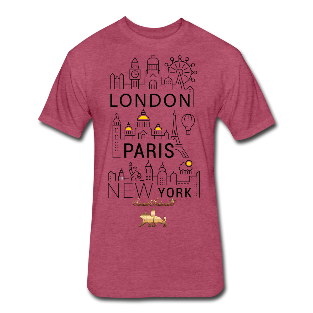 London-Paris-New York   Fitted Cotton/Poly T-Shirt - heather burgundy