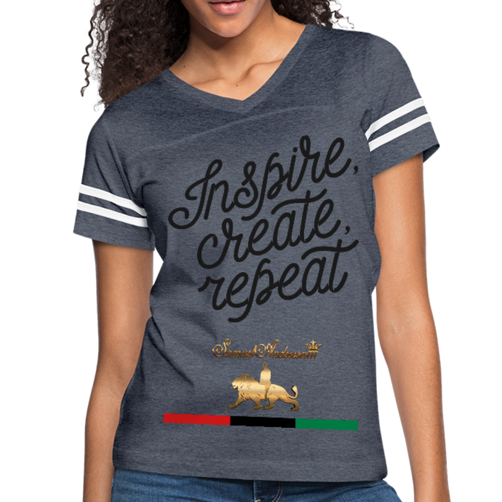 Inspire. Create. Repeat. Women’s Vintage Sport T-Shirt - vintage navy/white