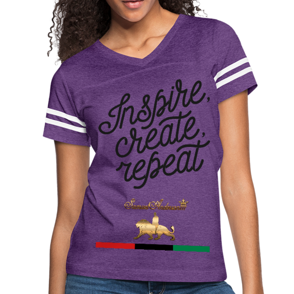 Inspire. Create. Repeat. Women’s Vintage Sport T-Shirt - vintage purple/white
