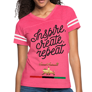 Inspire. Create. Repeat. Women’s Vintage Sport T-Shirt - vintage pink/white