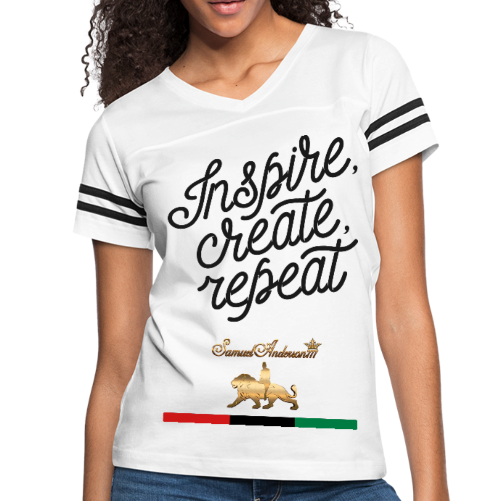 Inspire. Create. Repeat. Women’s Vintage Sport T-Shirt - white/black