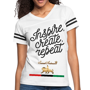Inspire. Create. Repeat. Women’s Vintage Sport T-Shirt - white/black