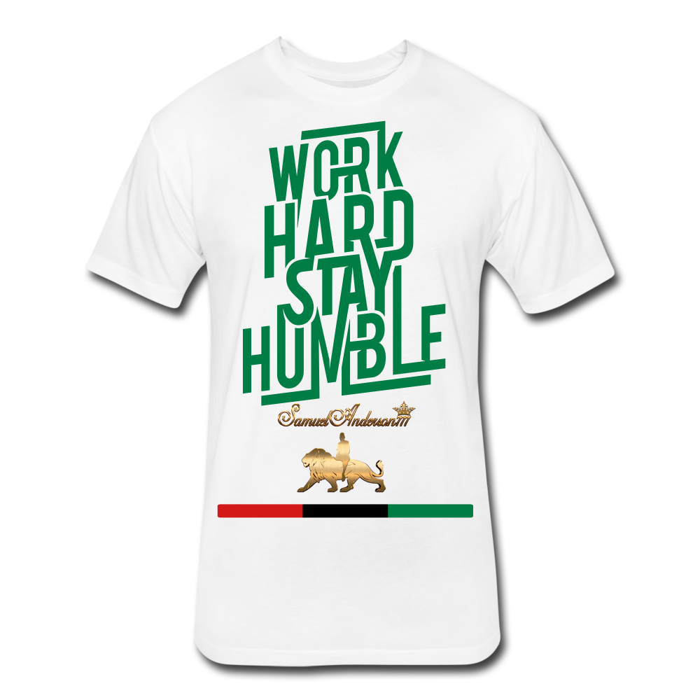 Work Hard Stay Humble Fitted Cotton/Poly T-Shirt - white