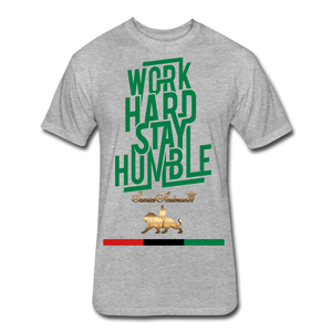 Work Hard Stay Humble Fitted Cotton/Poly T-Shirt - heather gray