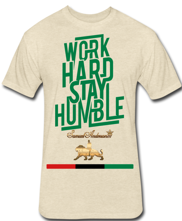 Work Hard Stay Humble Fitted Cotton/Poly T-Shirt - heather cream