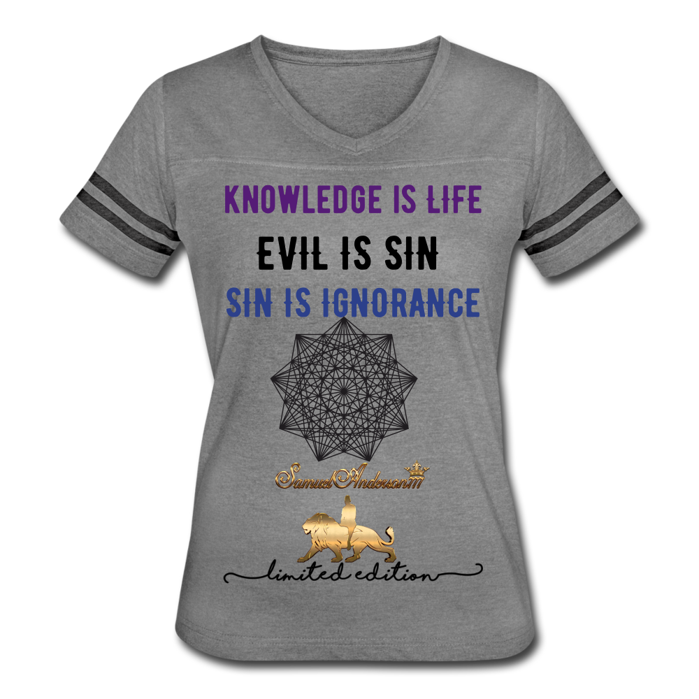 Knowledge is Life   Women’s Vintage Sport T-Shirt - heather gray/charcoal