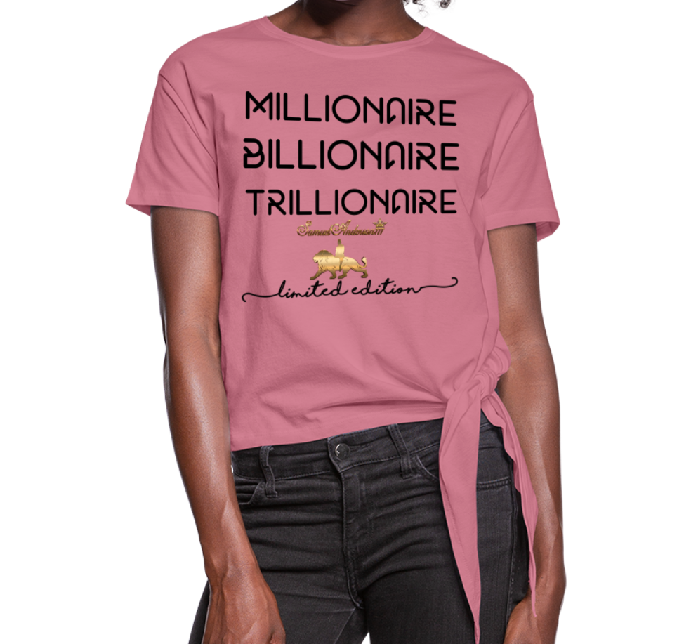 Wealthy Women's Knotted T-Shirt - mauve