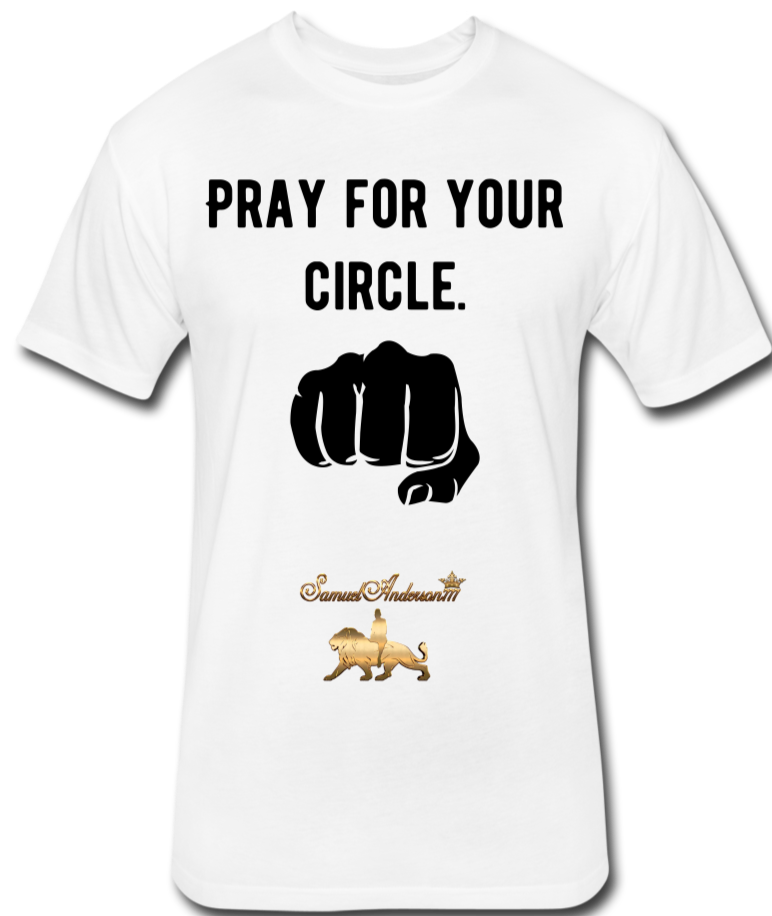 Pray For Your Circle   Fitted Cotton/Poly T-Shirt - white