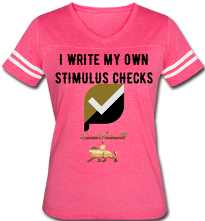 I write My Own Stimulus Checks  Women’s Vintage Sport T-Shirt - vintage pink/white