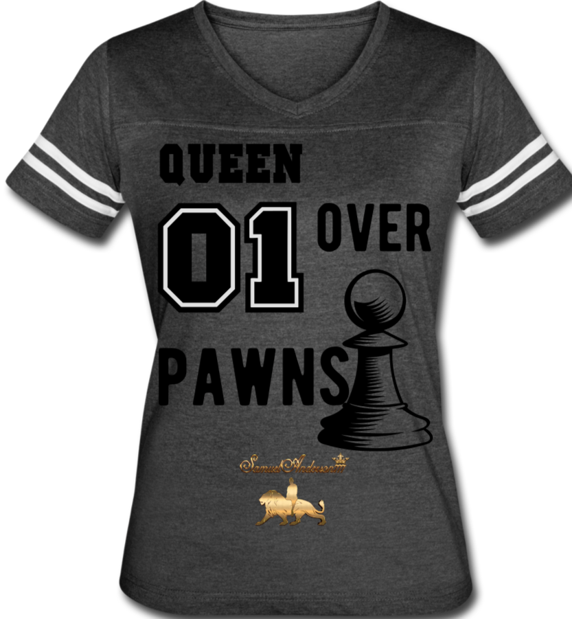 Queen Over Pawns  Women’s Vintage Sport T-Shirt - vintage smoke/white