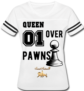 Queen Over Pawns  Women’s Vintage Sport T-Shirt - white/black