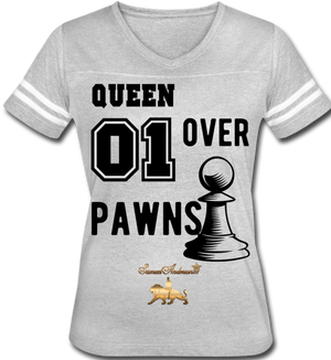 Queen Over Pawns  Women’s Vintage Sport T-Shirt - heather gray/white