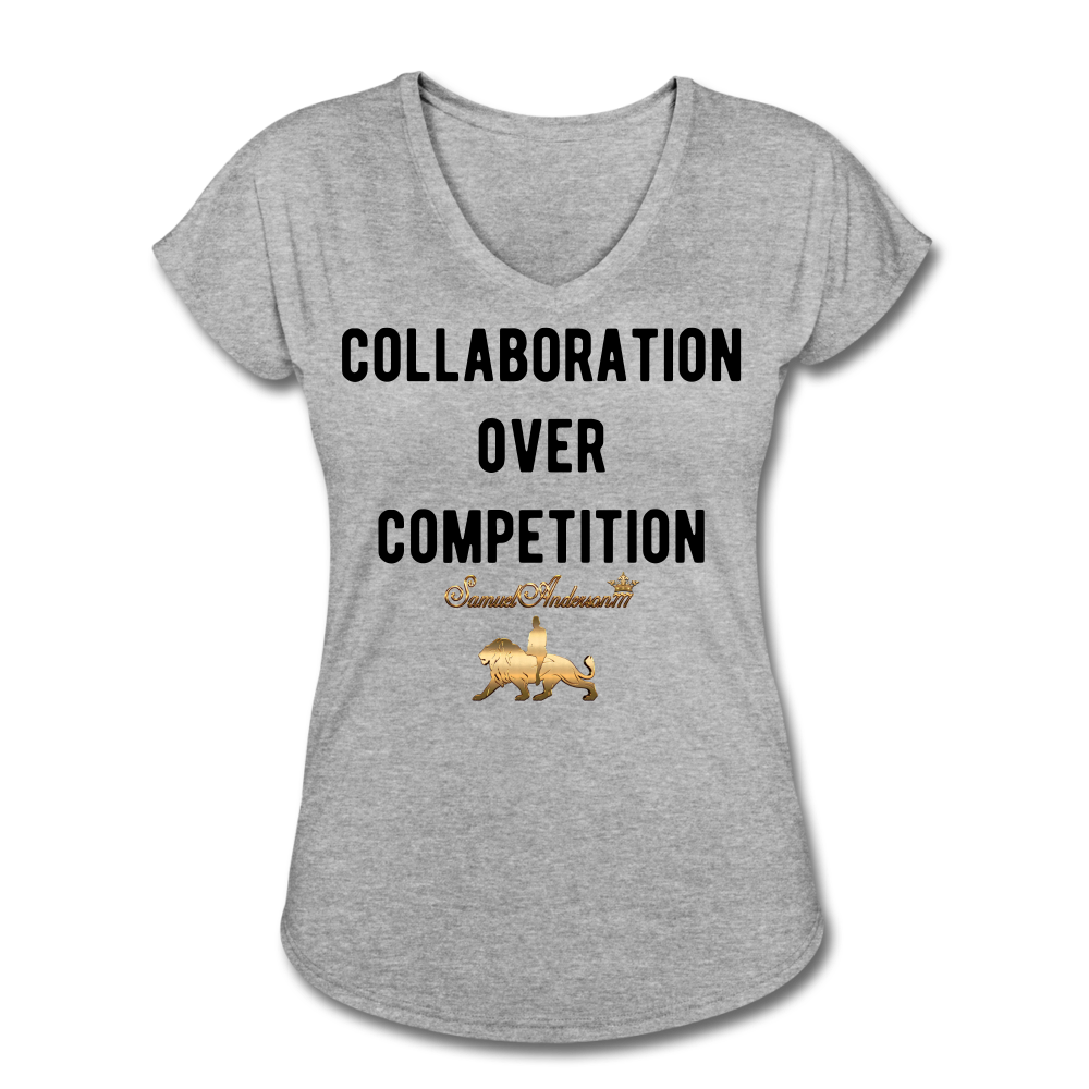 Collaboration Over Competition Women's Tri-Blend V-Neck T-Shirt - heather gray