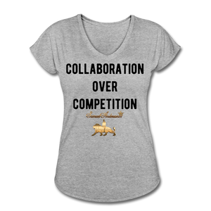 Collaboration Over Competition Women's Tri-Blend V-Neck T-Shirt - heather gray