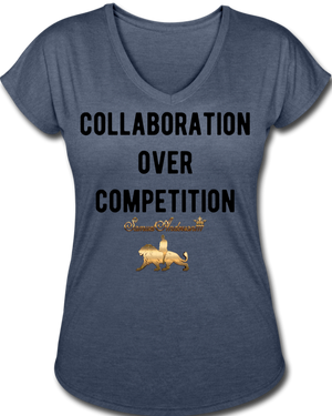 Collaboration Over Competition Women's Tri-Blend V-Neck T-Shirt - navy heather