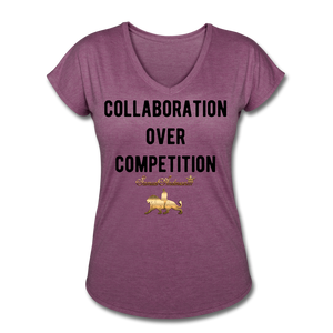 Collaboration Over Competition Women's Tri-Blend V-Neck T-Shirt - heather plum