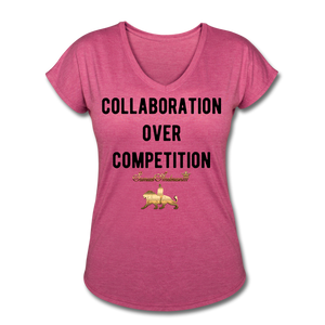 Collaboration Over Competition Women's Tri-Blend V-Neck T-Shirt - heather raspberry
