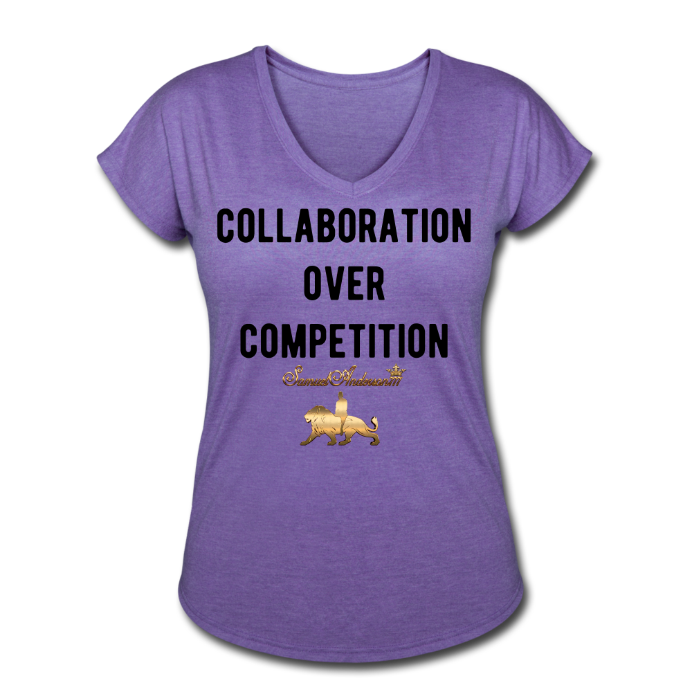 Collaboration Over Competition Women's Tri-Blend V-Neck T-Shirt - purple heather
