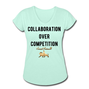 Collaboration Over Competition Women's Tri-Blend V-Neck T-Shirt - mint