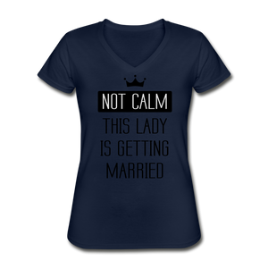 Not Calm Women's V-Neck T-Shirt - navy