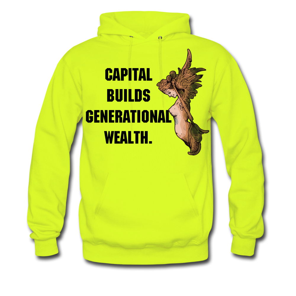 Capital Builds Wealth Men's Hoodie - safety green