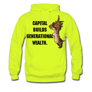 Capital Builds Wealth Men's Hoodie - safety green