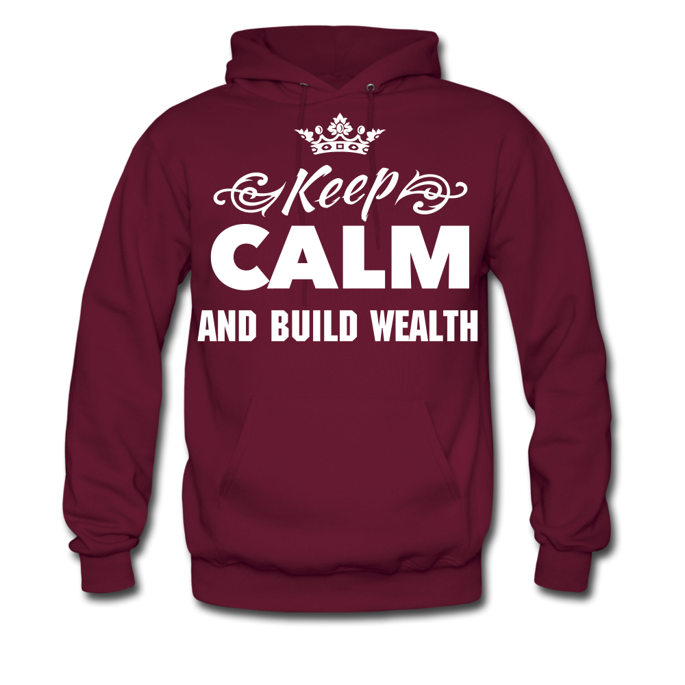Keep Calm and Build Wealth  Men's Hoodie - burgundy