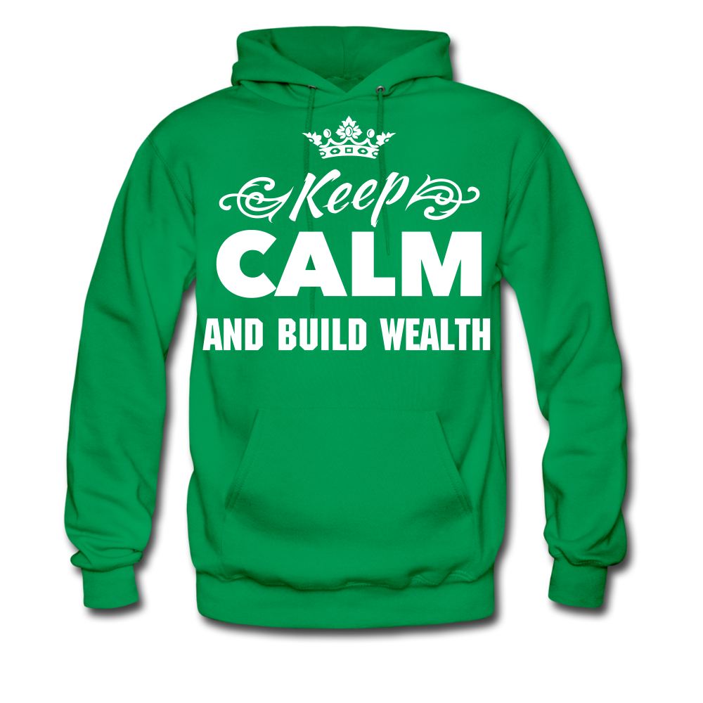 Keep Calm and Build Wealth  Men's Hoodie - kelly green
